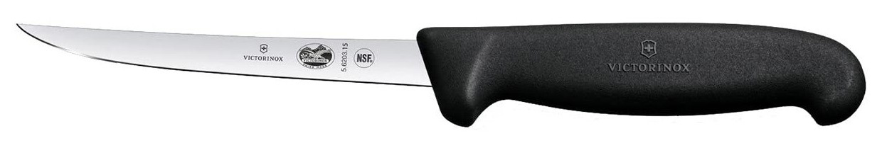 Нож кухонный Victorinox Fibrox (5.6203.09) стальной обвалочный лезв.90мм прямая заточка черный