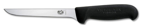 Нож кухонный Victorinox Fibrox (5.6303.12) стальной обвалочный для мяса лезв.120мм прямая заточка черный