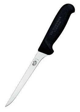 Нож кухонный Victorinox Fibrox (5.6403.12) стальной обвалочный для мяса лезв.120мм прямая заточка черный