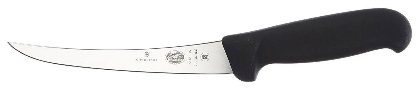Нож кухонный Victorinox Fibrox (5.6413.12) стальной обвалочный лезв.120мм прямая заточка черный