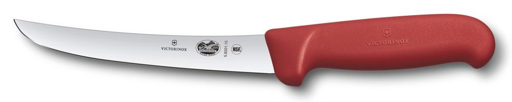 Нож кухонный Victorinox Fibrox (5.6501.15) стальной обвалочный лезв.150мм прямая заточка красный