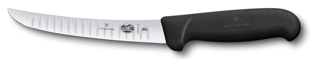 Нож кухонный Victorinox Fibrox (5.6523.15) стальной обвалочный лезв.150мм рифленый край черный
