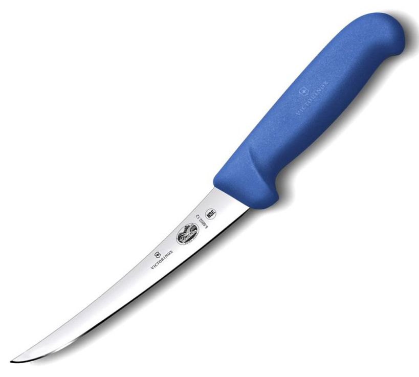 Нож кухонный Victorinox Fibrox (5.6602.12) стальной разделочный для мяса лезв.120мм прямая заточка синий