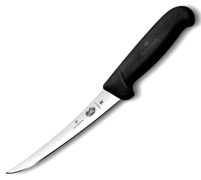 Нож кухонный Victorinox Fibrox (5.6603.12) стальной обвалочный лезв.120мм прямая заточка черный