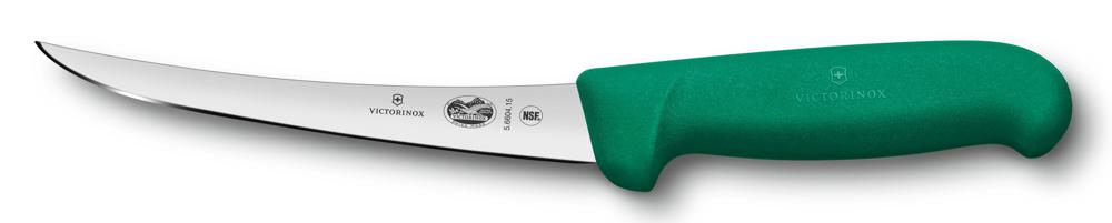 Нож кухонный Victorinox Fibrox (5.6604.15) стальной разделочный для мяса лезв.150мм прямая заточка зеленый