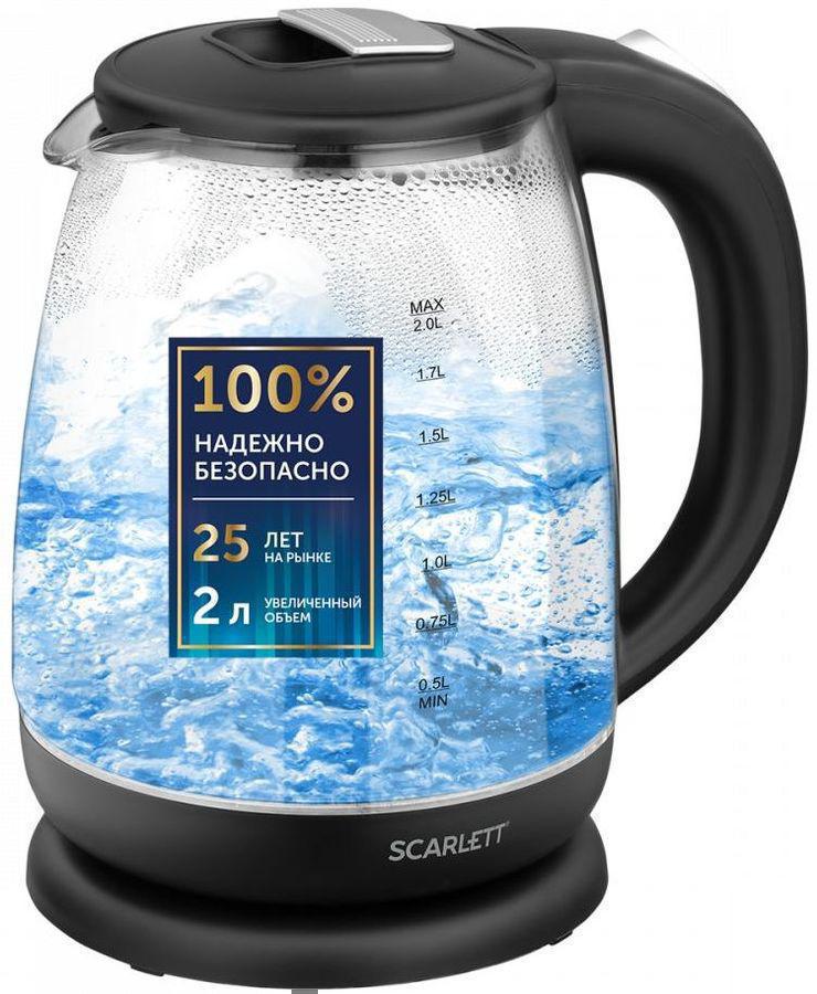 Чайник электрический Scarlett SC-EK27G80 2л. 1800Вт черный (корпус: стекло)
