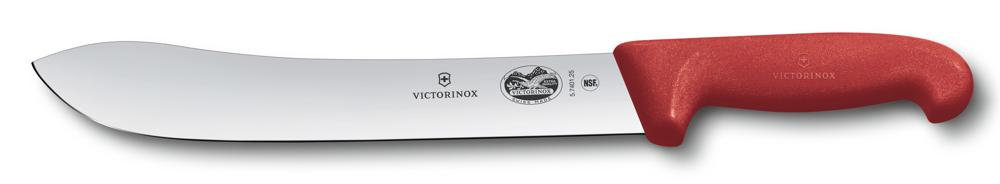 Нож кухонный Victorinox Fibrox Butchers knife (5.7401.25) стальной разделочный лезв.250мм прямая заточка красный