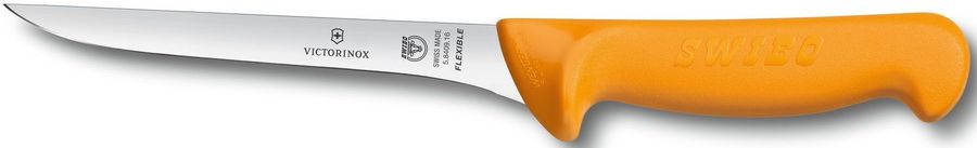 Нож кухонный Victorinox Swibo (5.8409.13) стальной обвалочный для мяса лезв.130мм прямая заточка желтый