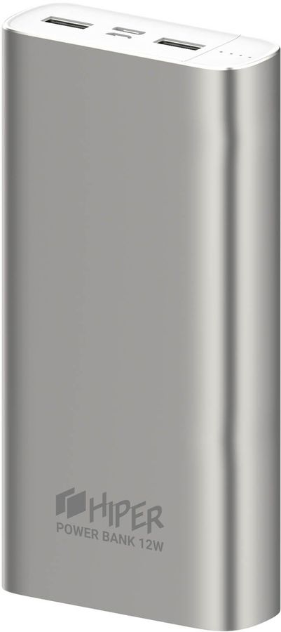 Мобильный аккумулятор Hiper METAL 20K 20000mAh 2.1A 2xUSB серебристый (METAL 20K SILVER)