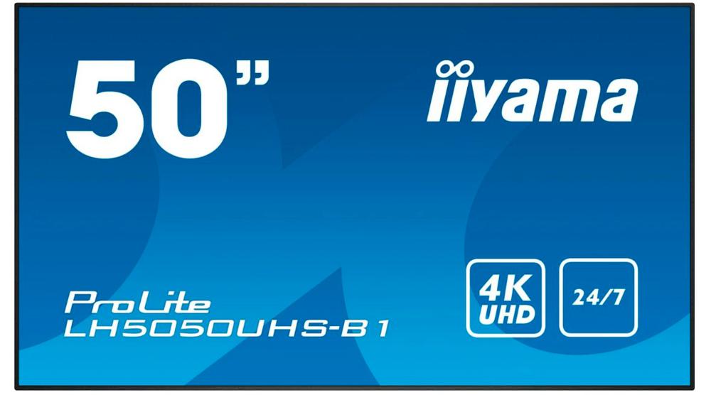 Панель Iiyama 50" LH5052UHS-B1 черный VA LED 16:9 DVI HDMI M/M матовая 4000:1 500cd 178гр/178гр 3840x2160 D-Sub DisplayPort Ultra HD USB 14.8кг