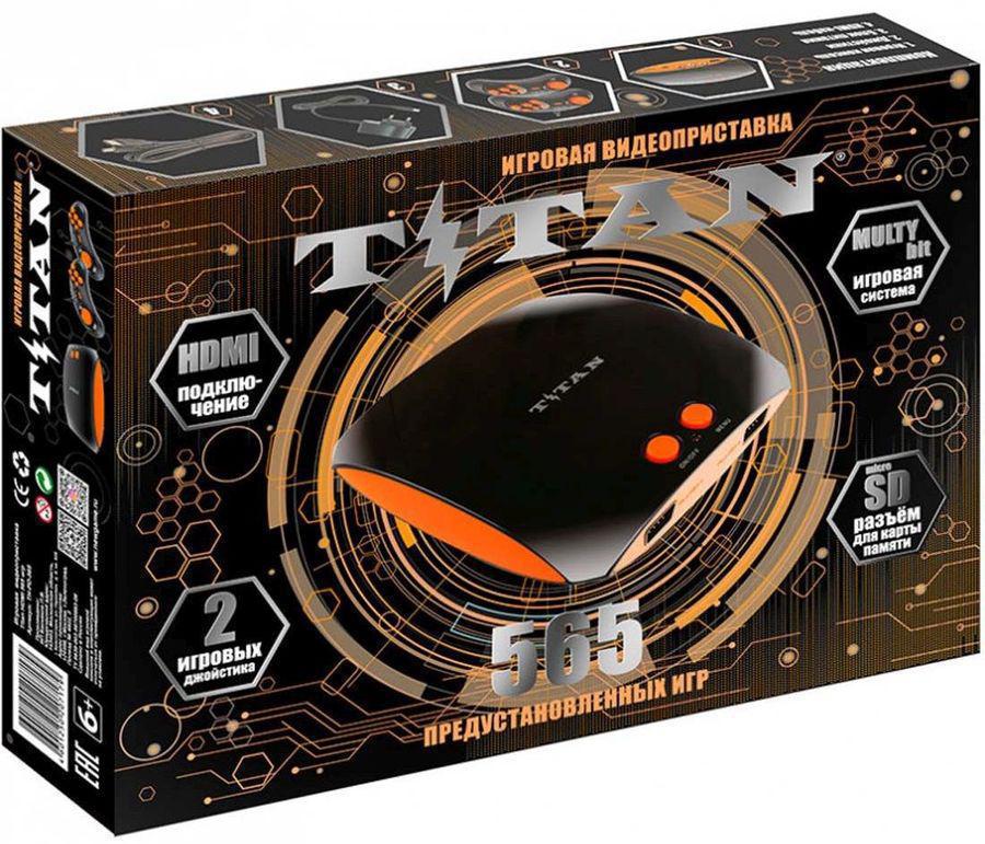 Игровая консоль Titan Magistr черный/оранжевый в комплекте: 565 игр