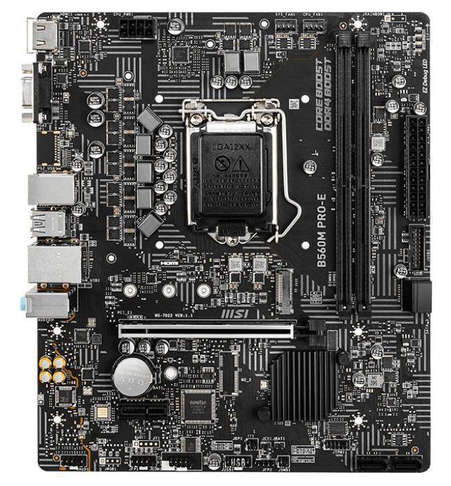 Материнская плата MSI B560M PRO-E Soc-1200 Intel B560 2xDDR4 mATX AC`97 8ch(7.1) GbLAN+VGA+HDMI