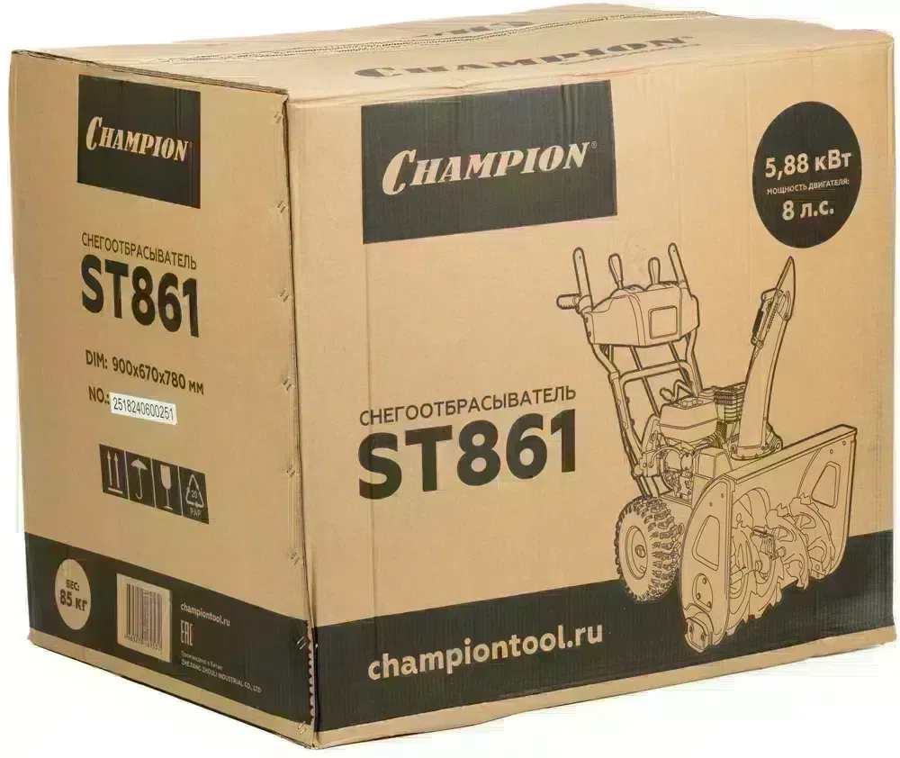 Снегоуборщик бензин. Champion ST861 8л.с.