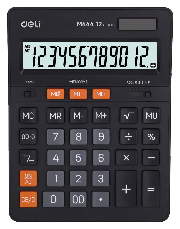 Калькулятор настольный Deli EM444 темно-серый 12-разр.