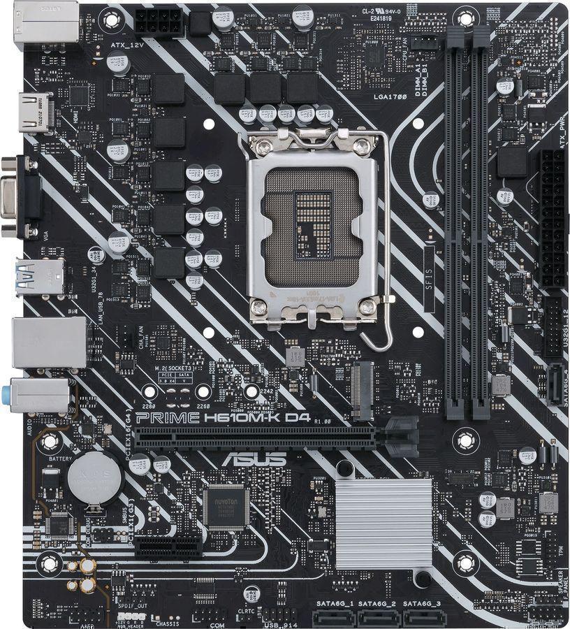 Материнская плата Asus PRIME H610M-K D4 Soc-1700 Intel H610 2xDDR4 mATX AC`97 8ch(7.1) GbLAN+VGA+HDMI