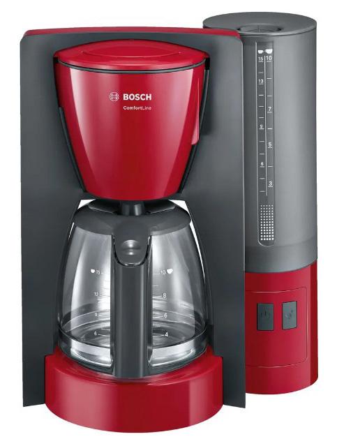 Кофеварка капельная Bosch TKA6A044 1200Вт серый/красный