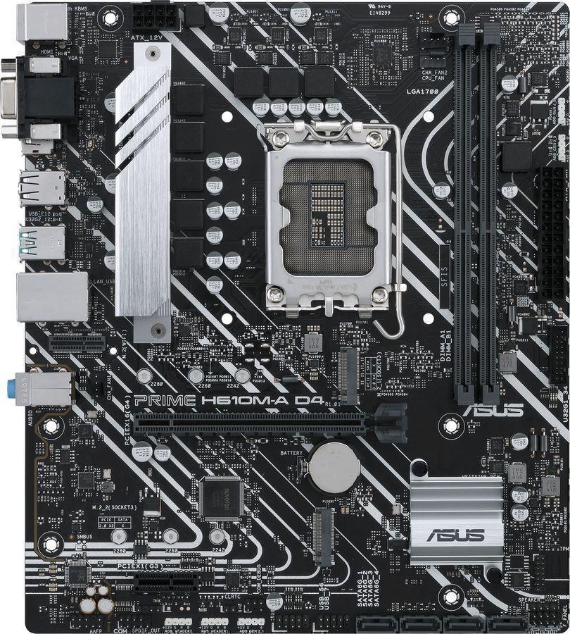 Материнская плата Asus PRIME H610M-A D4-CSM Soc-1700 Intel H610 2xDDR4 mATX AC`97 8ch(7.1) GbLAN RAID+VGA+HDMI+DP