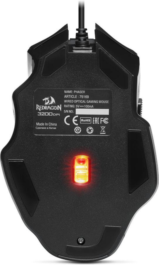 Мышь Redragon Phaser черный оптическая (3200dpi) USB для ноутбука (5but)