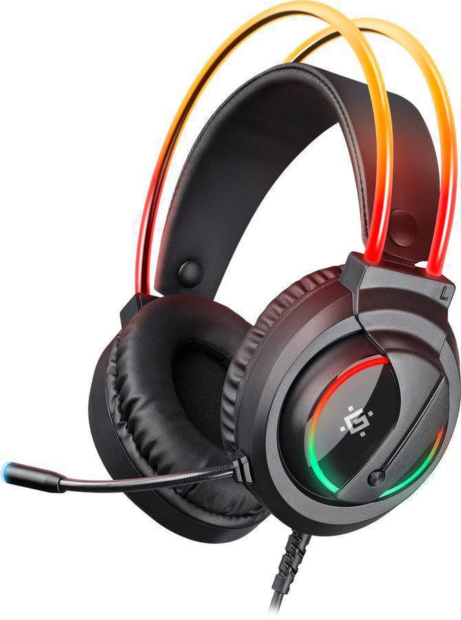 Наушники с микрофоном Defender Flame черный 2м накладные оголовье (64555)