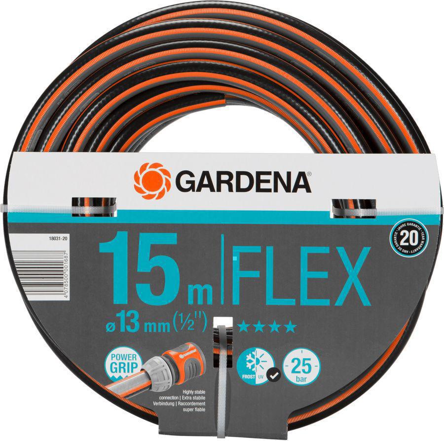 Шланг Gardena Flex 1/2" 15м поливочный армированный черный/оранжевый (18031-20.000.00)