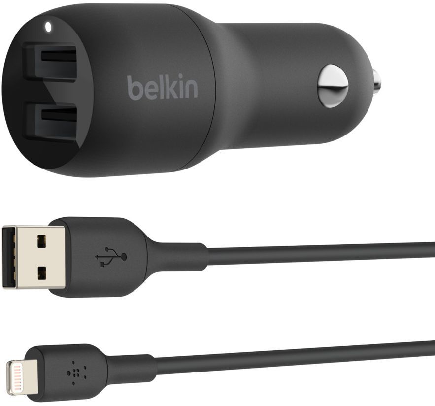 Автомобильное зар./устр. Belkin CCD001bt1MBK 2.4A (PD) 2xUSB для Apple черный