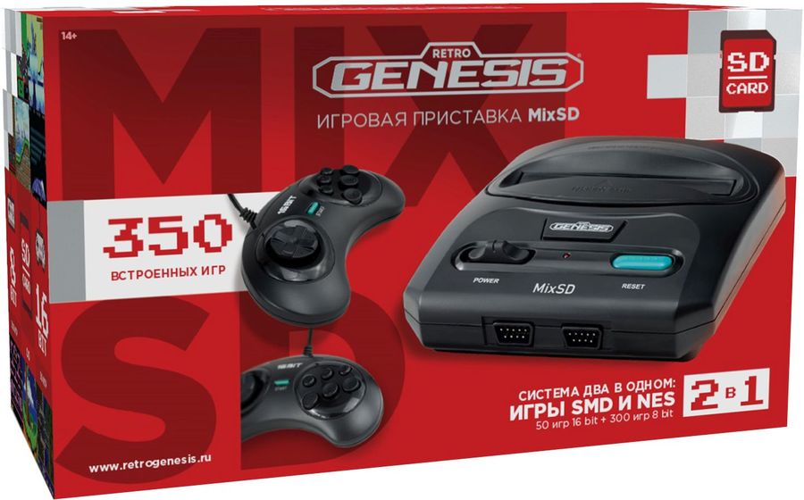 Игровая консоль Retro Genesis MixSD черный в комплекте: 350 игр