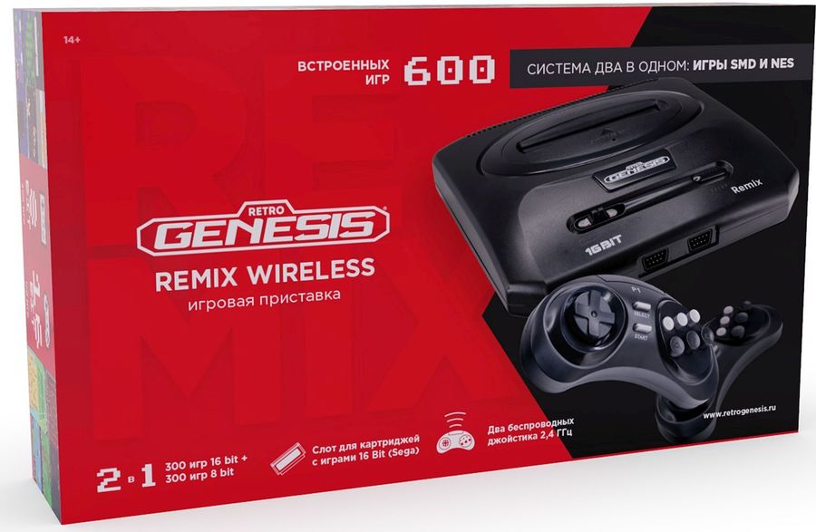 Игровая консоль Retro Genesis Remix Wireless черный в комплекте: 600 игр