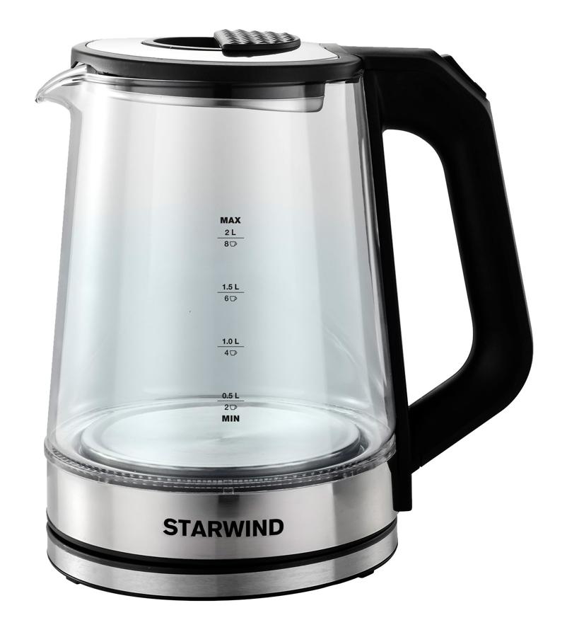 Чайник электрический Starwind SKG5778 2л. 2000Вт черный/прозрачный корпус: стекло