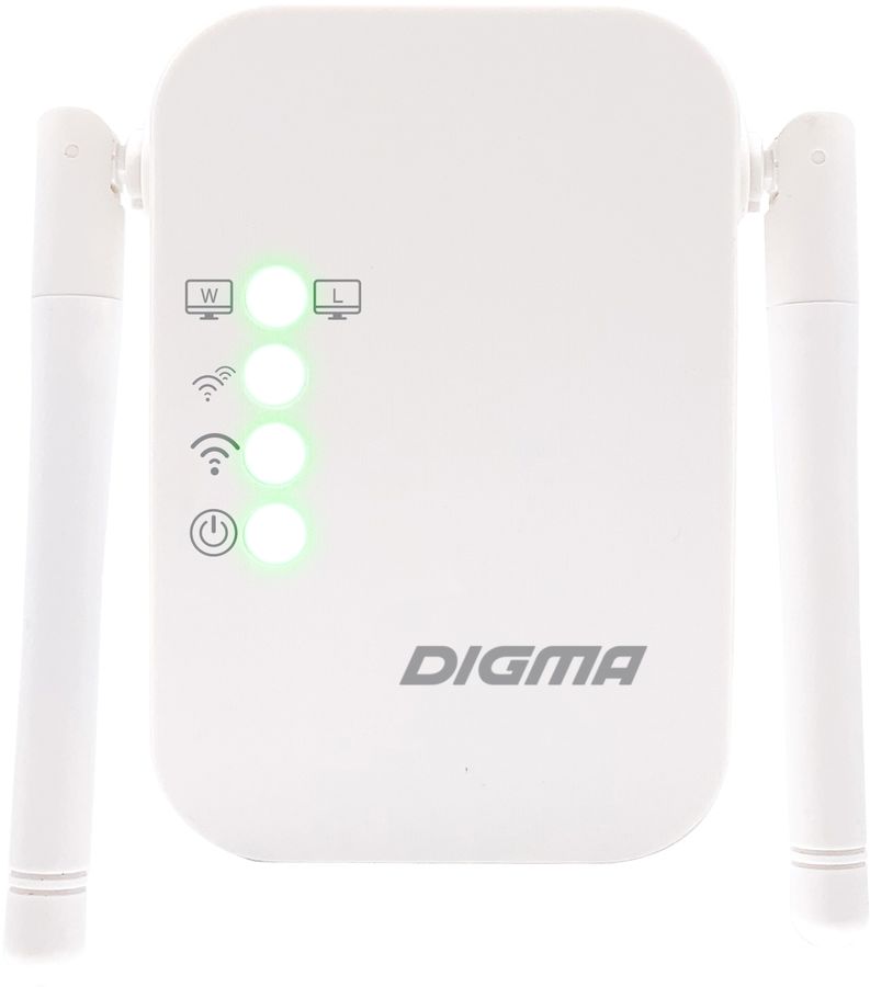 Повторитель беспроводного сигнала Digma D-WR310 N300 10/100BASE-TX/Wi-Fi белый (упак.:1шт)