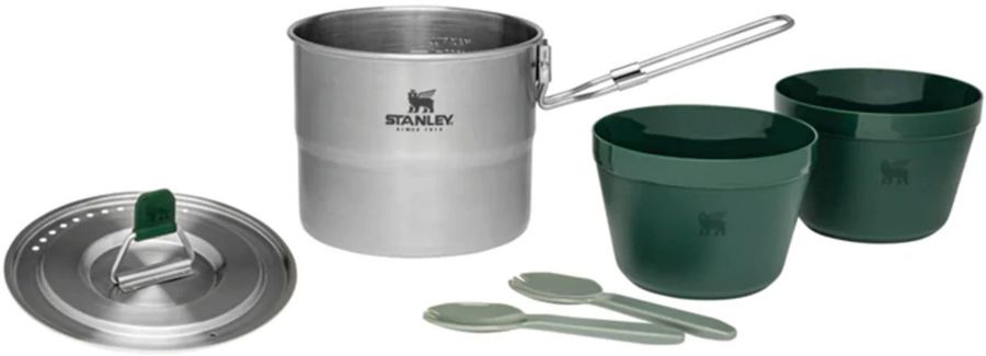 Набор посуды Stanley Adventure (10-09997-003) серебристый нерж.ст. 1л (компл.:кастр./крыш./2 тар./2 вил.)
