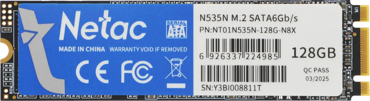 Накопитель SSD Netac SATA-III 128GB NT01N535N-128G-N8X N535N M.2 2280