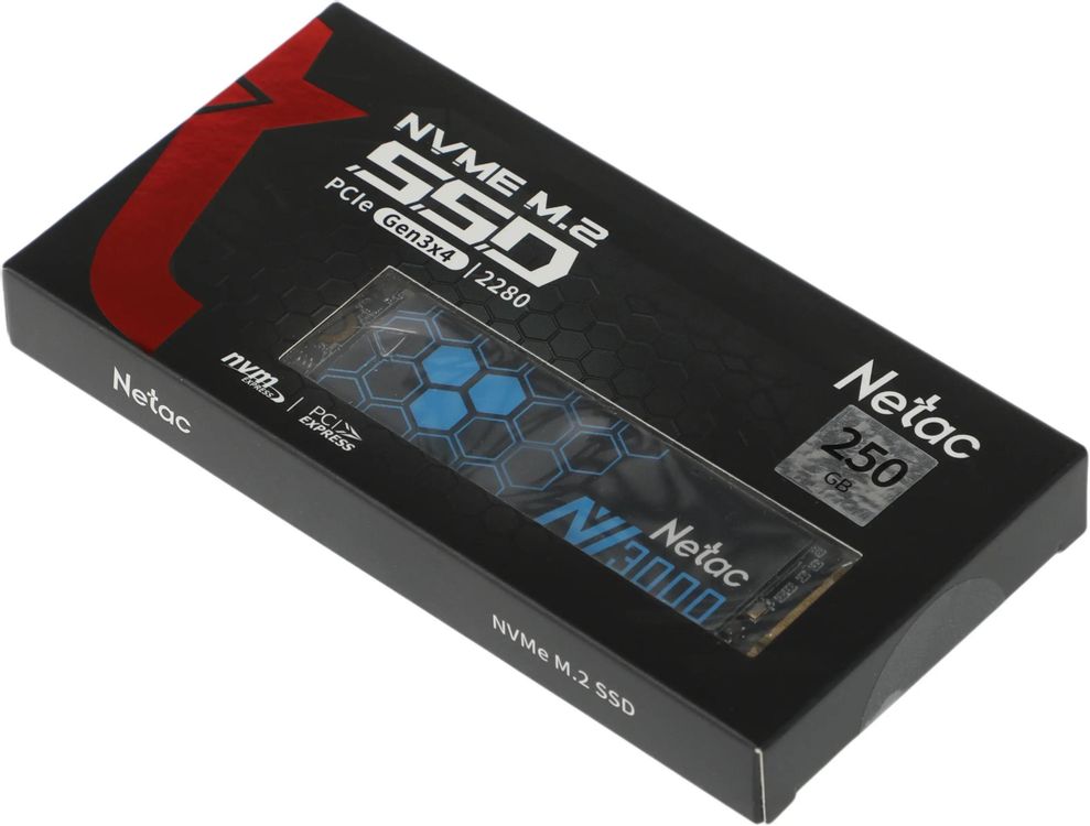 Накопитель SSD Netac PCIe 3.0 x4 250GB NT01NV3000-250-E4X NV3000 M.2 2280 3000/1400