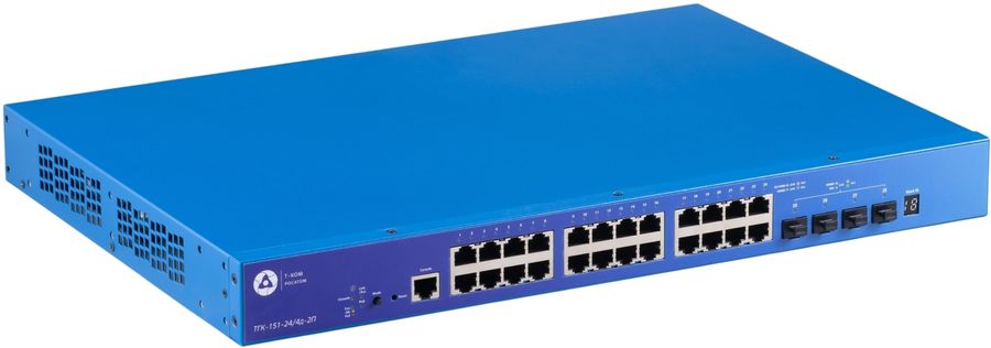 Коммутатор Т-Ком ТГК-151-24/4д-2П (L2+) 24x1Гбит/с 4SFP+ 24PoE+ 370W настраиваемый