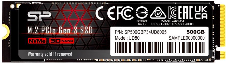Накопитель SSD Silicon Power PCIe 3.0 x4 500GB SP500GBP34UD8005 UD80 M.2 2280