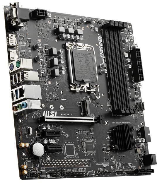 Материнская плата MSI PRO B660M-P WIFI DDR4 Soc-1700 Intel B660 4xDDR4 mATX AC`97 8ch(7.1) GbLAN+VGA+HDMI+DP