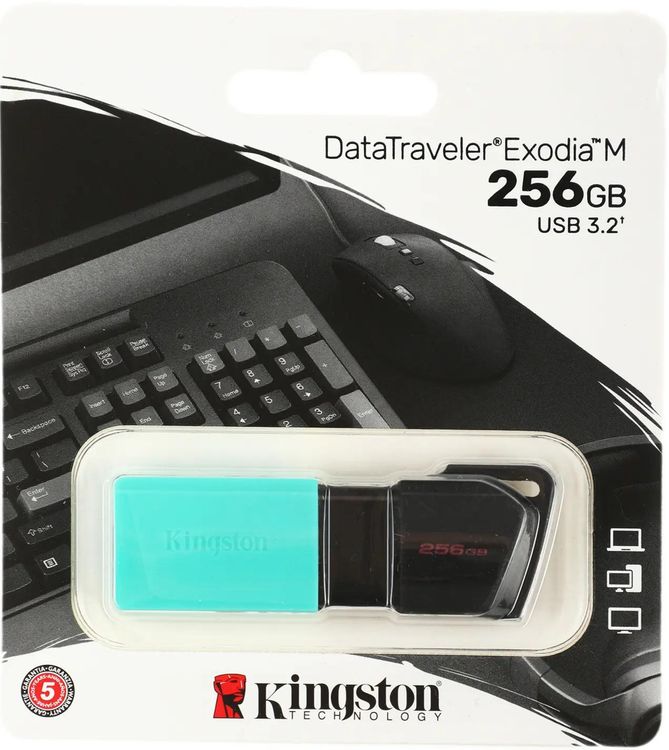Флеш Диск Kingston 256Gb DataTraveler Exodia M DTXM/256GB USB3.0 черный/зеленый