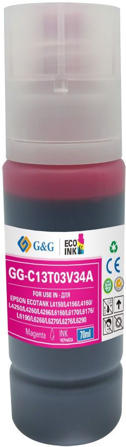 Чернила G&G GG-C13T03V34A 101M пурпурный70мл для Epson L4150/L4160/L6160/L6170