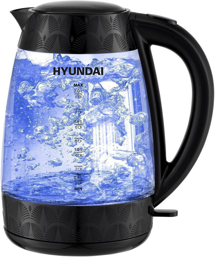 Чайник электрический Hyundai HYK-G4505 2л. 2200Вт черный корпус: стекло/пластик