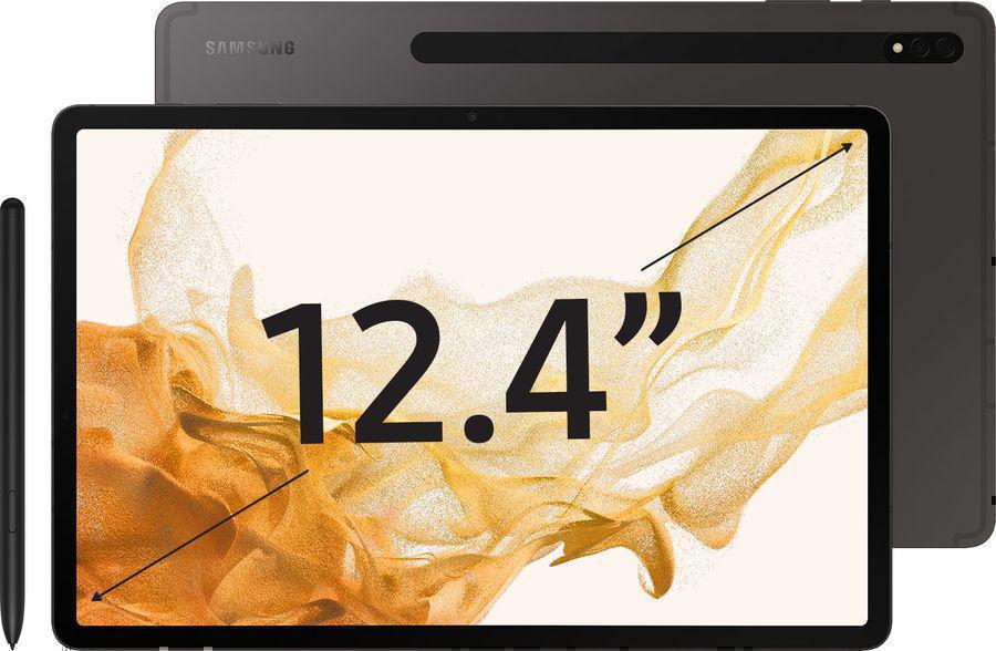 Планшет Samsung Galaxy Tab S8+ SM-X806 Snapdragon 898 2.99 8C RAM8Gb ROM128Gb 12.4" Super AMOLED 2800x1752 3G 4G Android 12 графит 13Mpix 12Mpix BT GPS WiFi Touch microSD 1Tb 10090mAh 8hr