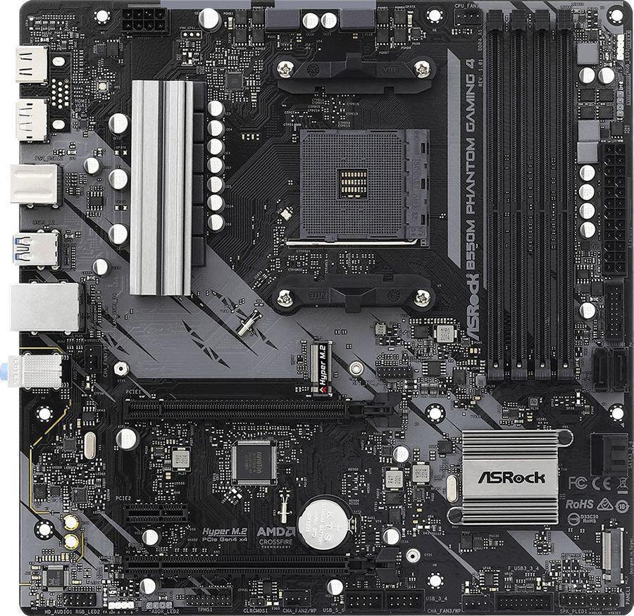 Материнская плата Asrock B550M PHANTOM GAMING 4 Soc-AM4 AMD B550 4xDDR4 mATX AC`97 8ch(7.1) GbLAN RAID+HDMI+DP