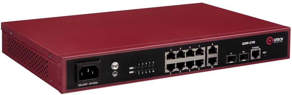 Коммутатор QTech QSW-3750-10T-AC-R (L2+) 8x1Гбит/с 2xКомбо(1000BASE-T/SFP) управляемый