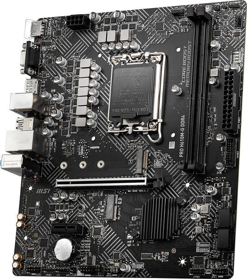 Материнская плата MSI PRO H610M-G DDR4 Soc-1700 Intel H610 2xDDR4 mATX AC`97 8ch(7.1) GbLAN+VGA+HDMI+DP
