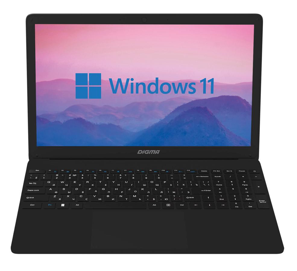 Ноутбук Digma EVE 15 P417 Celeron N4000 8Gb SSD256Gb Intel HD Graphics 600 15.6" IPS FHD (1920x1080) Windows 11 Home black WiFi BT Cam 5000mAh (NCN158CXW01)