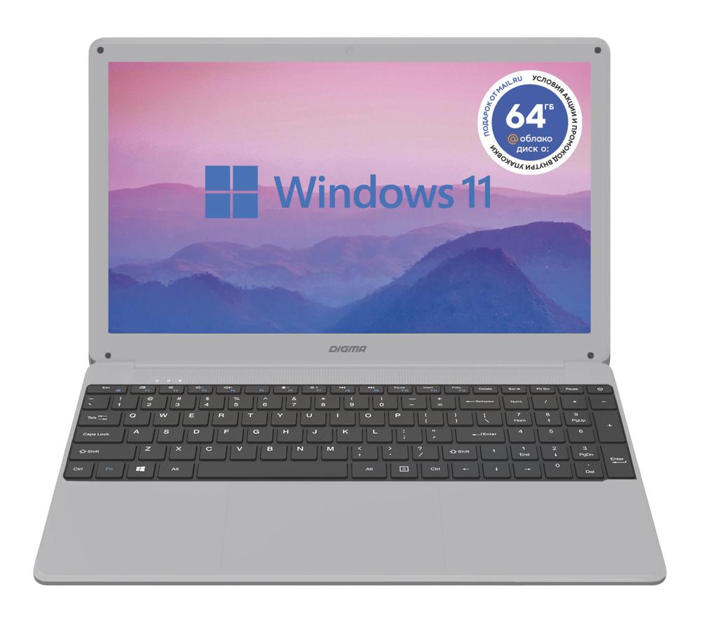 Ноутбук Digma EVE 15 P417 Core i3 10110U 8Gb SSD256Gb Intel UHD Graphics 15.6" IPS FHD (1920x1080) Windows 11 Home Multi Language 64 grey WiFi BT Cam 3600mAh (DN15P3-8CXW01)