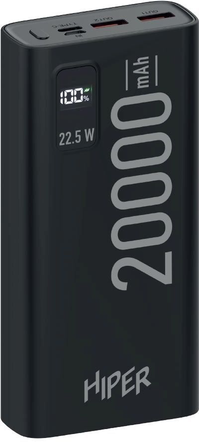 Мобильный аккумулятор Hiper EP 20000 20000mAh QC PD 3A черный (EP 20000 BLACK)