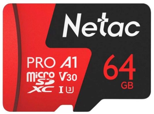 Флеш карта microSDXC 64Gb Class10 Netac NT02P500PRO-064G-R P500 Extreme Pro + adapter