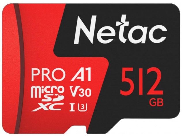 Флеш карта microSDXC 512Gb Class10 Netac NT02P500PRO-512G-R P500 Extreme Pro + adapter
