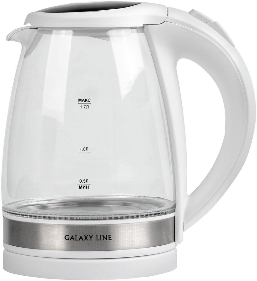 Чайник электрический Galaxy Line GL 0560 1.7л. 2200Вт белый/серебристый (корпус: стекло)