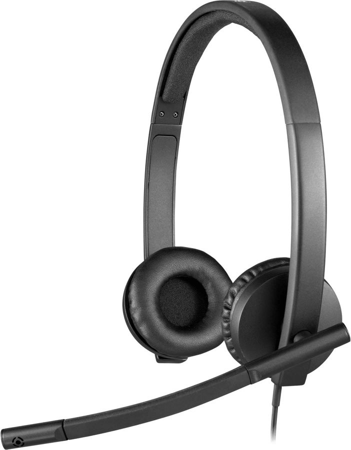 Наушники с микрофоном Logitech H570e черный 1.9м накладные USB оголовье (981-000575)