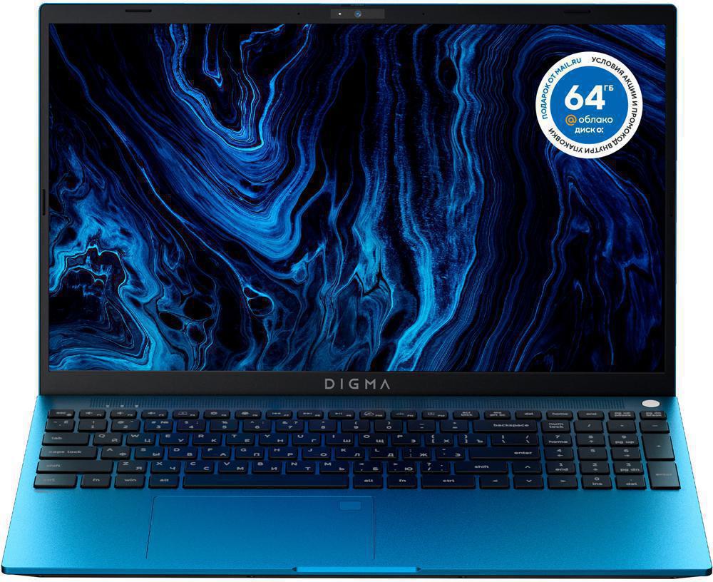 Ноутбук Digma Pro Sprint M Core i7 10710U 16Gb SSD512Gb Intel UHD Graphics 15.6" IPS FHD (1920x1080) Windows 11 Professional Multi Language 64 blue WiFi BT Cam 4500mAh (DN15P7-ADXW02)